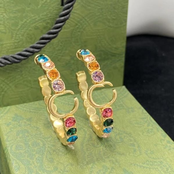 Klassischer Frauen-Ohrring-Designer-Marken-Qualitäts-Charme-Bolzen-farbiger Kristalldoppelbuchstabe-Ohrring-Art- und Weiseerdbeeranhänger-Ohrring-Schmucksachen