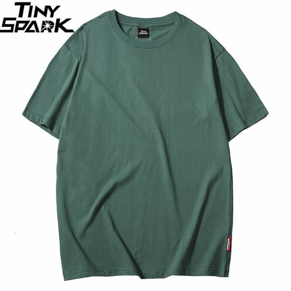 Мужские футболки Harajuku простая футболка Summer Hip Hop Tshirt 100 Cotton Men Green Футболки уличная одежда повседневная базовая топа