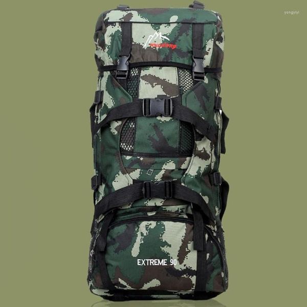 Mochilas de mochila Mochilas multifuncionais 90L de grande capacidade Camuflagem unissex Travel Sacos de ombros à prova d'água