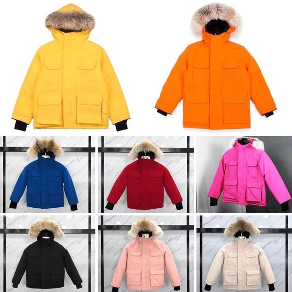 Casaco para baixo crianças designer casaco de inverno jaqueta menino menina bebê outerwear jaquetas com emblema grosso quente outwear casacos crianças parkas moda clássica