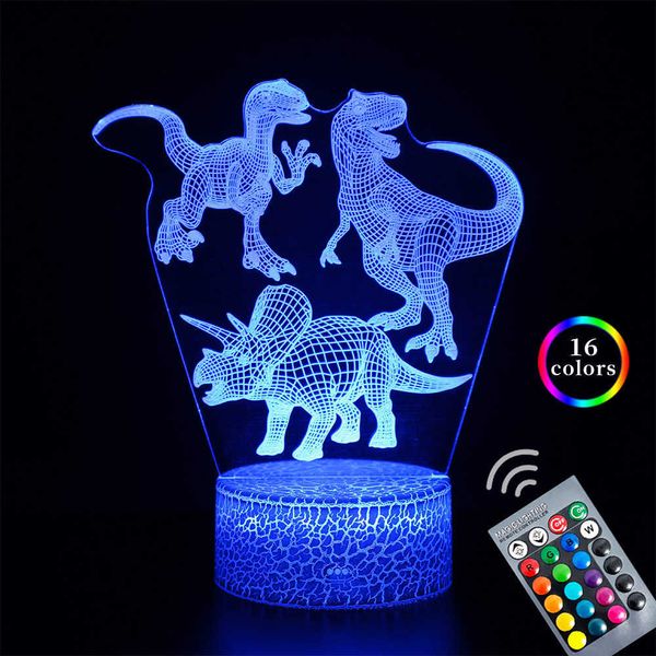 Gece Işıkları 3D Sevimli Dinozor Gece Işık Çocuk Led Dino Lamba Güzel USB Akrilik Gözlükler Masa Gece Işığı Çocuklar Hediye Lambası Yatak Odası Dekoru P230331