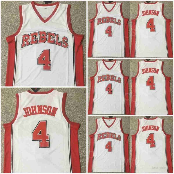 College UNLV REBELS JERSEYS 4 LARRY JOHNSON JOHNSO BASCASSO BRANCO BRANDO COR E DOURS E CIMPA DE CLOGON PULHO DE CLOGON PURO DE CLIGA