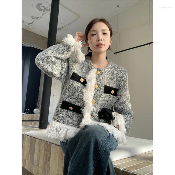 Frauen Strick Swee Mädchen Quaste Pullover Mantel Herbst/Winter Oansatz Lange ärmeln Gestrickte Vielseitig Lose Strickjacke Mode Weibliche kleidung