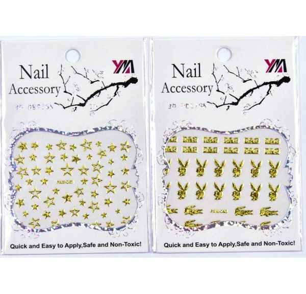 30 pz lotto adesivi 3d decalcomanie adesivi per nail art colore oro decorazione per unghie design fogli adesivi di bellezza per unghie accessori9800666