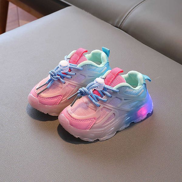 Sneakers sportive estive all'aperto atletiche per bambini LED Light Fashion Mesh traspirante Ragazzi Ragazze Scarpe da corsa Sneakers per bambini con suola morbida W0329