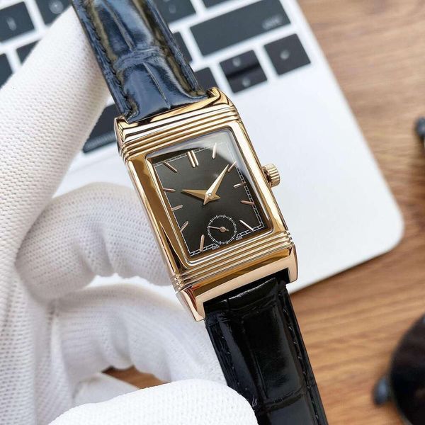 neue Uhren teure Damen 2023 Reverso-Uhr mit Box 6PXD Saphir-Lederarmband hervorragende Schweizer Quarzuhren Lady Monter Jager LUXE