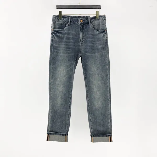 Jeans da uomo H Pantaloni a vita media lavati di alta qualità Pantaloni denim maschili casual alla moda stile coreano