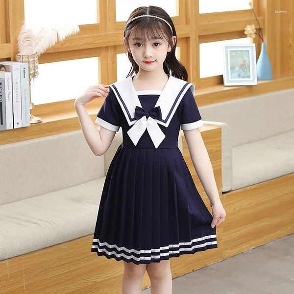 Vestidos da menina japonês casual vestido de verão adolescentes meninas traje marinha lolita coreano crianças roupas princesa festa flor crianças roupas