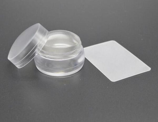 Carimbo de unha de gelatina de silicone transparente de 35 cm com tampa e design de xadrez para arte em unhas raspador 8476693
