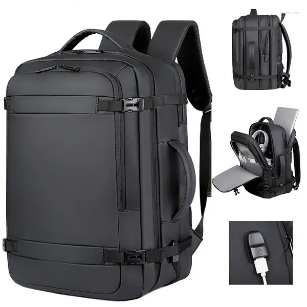 Sacos escolares para homens usb viagem carregam mochila aprovada de 17 polegadas 2023 40expansível em aviões de voo duráveis resistentes à água