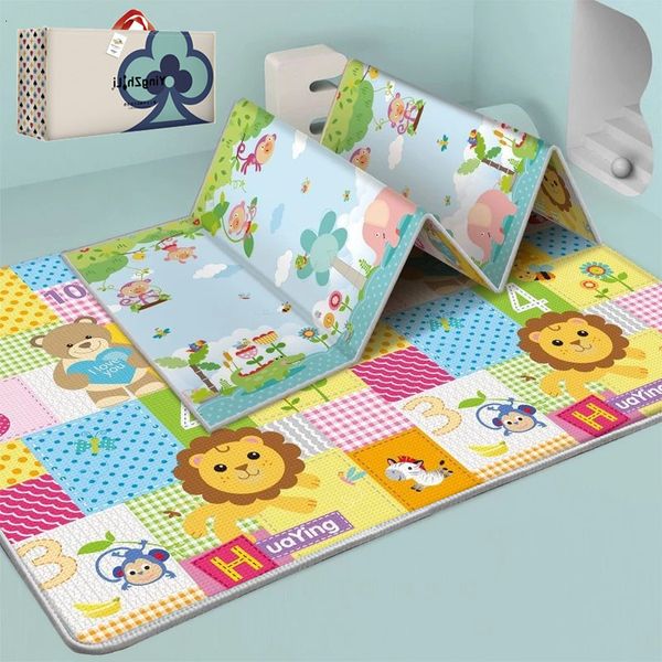 Tappetini da gioco 200x180x1CM Tappeto per bambini fronte-retro Tappeto in morbida schiuma Tappetini da gioco Tappetino da gioco per bambini impermeabile Arredamento della camera Tappetino strisciante per bambini pieghevole 230403