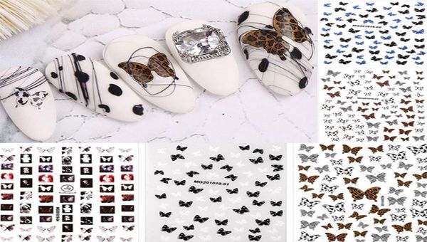 7 estilos de impressão de leopardo de renda cor borboleta adesivos de arte de unha holográfico 3D gradiente borboletas decalques de unhas DIY manicure Deco7349779