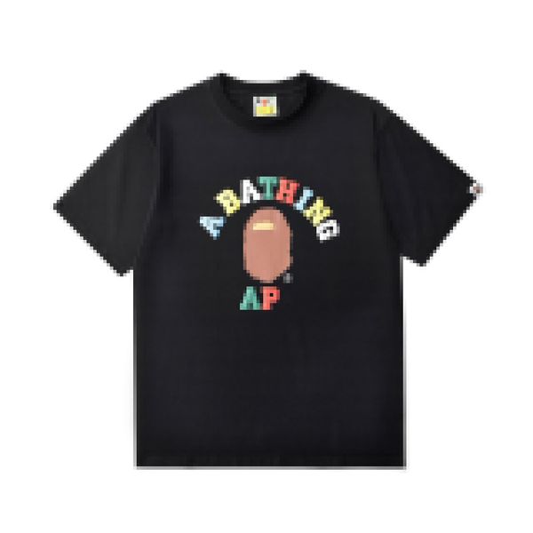 Bapes Kadınlar ve Gevşek Yaz Köpek Maymun Nefes Alabilir Yüksek Sokak Trend T-Shirt Karikatür Bapes Hoodie Yazı Bapes Ayakkabı Kolları M-2XL Banyo Maymun 654