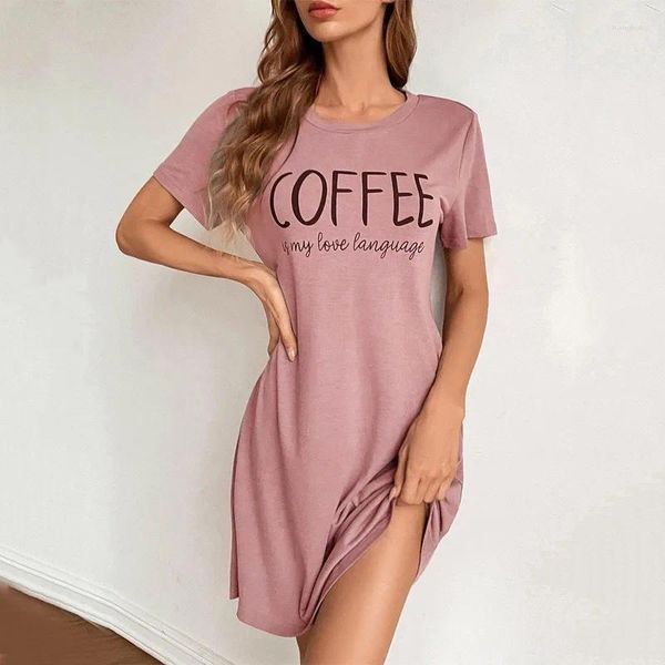 Damen-Nachtwäsche, Pyjama, Schlafkleid, Milchseide, Nachthemd, Damen-Nachthemd, kurzärmelig, Cartoon-Nachthemden, süß, lässig