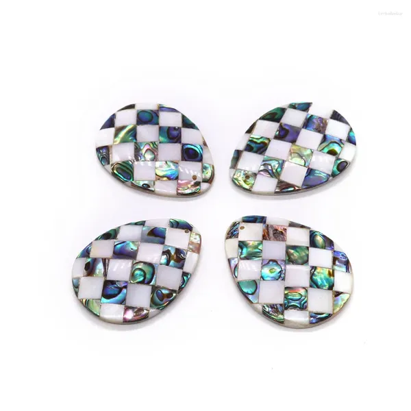 Anhänger Halsketten 1 stücke Natürliche Abalone Shell Weiß Mosaik Muster Wasser Tröpfchen Schmuck Machen Halskette Ohrringe Elegant