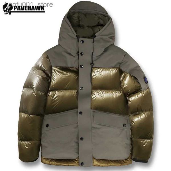 Piumino da uomo Piumino da uomo bianco con cappuccio Piumino invernale caldo Parka impermeabile antivento Cappotto da uomo Patchwork Cappotto militare tattico Outwear Q231103