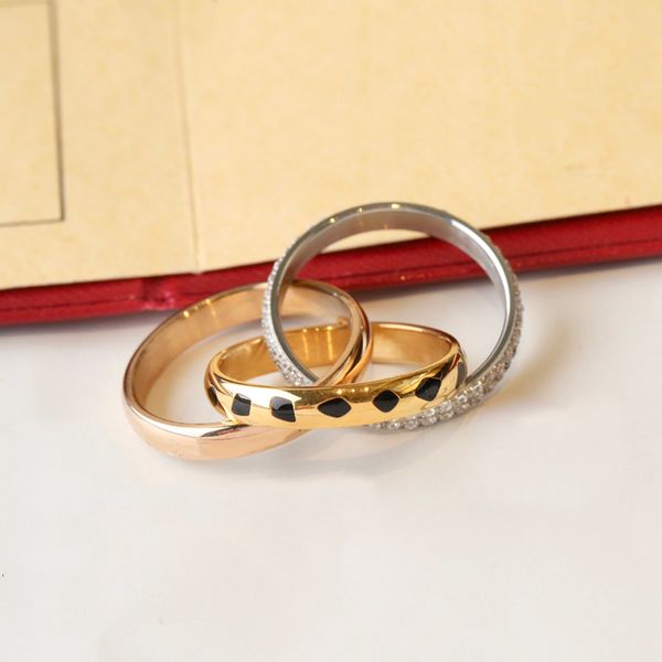 Dreifarbiger Dreifaltigkeitsring mit Leopardenmuster, dreifarbig, für Damen, Designer, Größe 9, für Herren, vergoldeter 18-karätiger Diamant, T0P-Qualität, offizielle Reproduktionen, Premium-Geschenke, 003