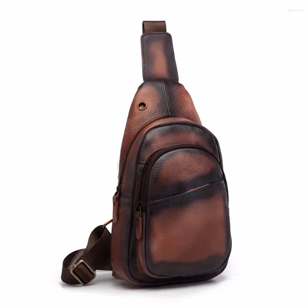 Marsupi da uomo in pelle di qualità moda casual borsa da viaggio borsa a tracolla design monospalla croce corpo zainetto 8 