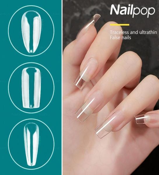 Nailpop прозрачный гроб накладные ногти прозрачные ногти с полным покрытием гелевые кончики нажмите на накладные ногти капсула художественные аксессуары инструмент 120 шт.3119492