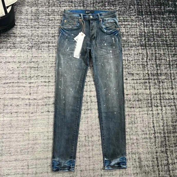 Jeans masculinos roxo mens designer venda marca angustiado verão calças casuais Harlan