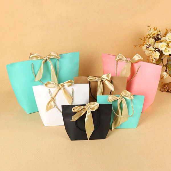 Confezione regalo 10 pezzi bianco nero kaki sacchetto di carta semplice di alta qualità scatola di caramelle con manico pacchetto festa di compleanno per matrimoni