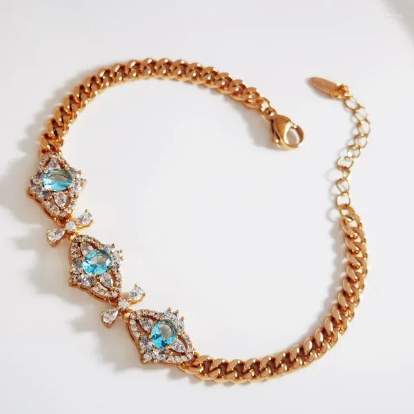 Braccialetti con ciondoli Bracciale CZ da donna per gioielli da sposa per feste da donna Gioielli di alta qualità placcati in oro 18 carati Regalo bijoux