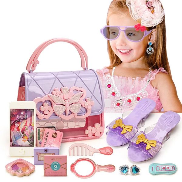 Bellezza Moda Bambini Giocattoli Giochi di finzione Giocattolo Simulazione Trucco Set Gioielli Corona Collana Cosmetici Educativi per ragazze Regalo 231110