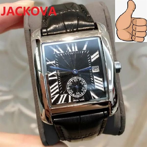 Famoso stile di design classico Moda di lusso Orologi da uomo in cristallo Orologi da donna con quadrante romano con numeri quadrati Orologio al quarzo da donna Vera pelle241V