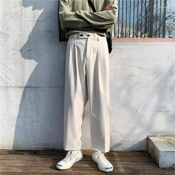 Ternos masculinos terno calças masculinas moda coreana hip hop clássico nove pontos 2023 homens respirável perna larga casual calças retas m04