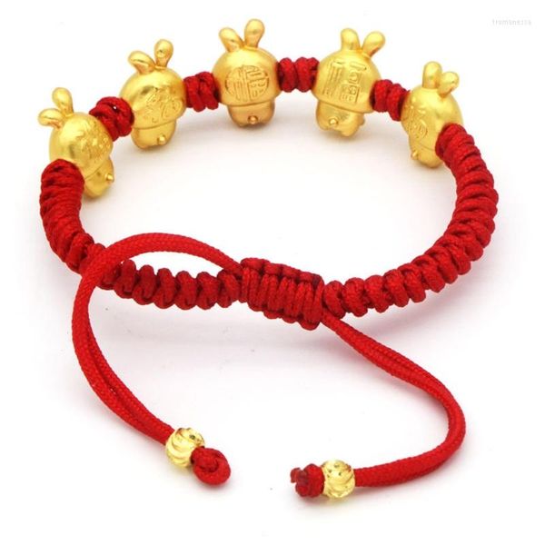 Bettelarmbänder N58F Lucky Red Rope Armband Geburtstag Vergoldeter Anhänger Handgeknüpft Einstellbar Für Männer Und Frauen