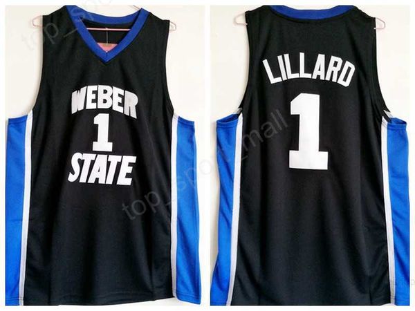 Weber Eyaleti 0 Damian Lillard Jersey Üniversitesi Siyah Renkli Erkek Basketbol Lillard College Forma Spor Yüksek Nitelik