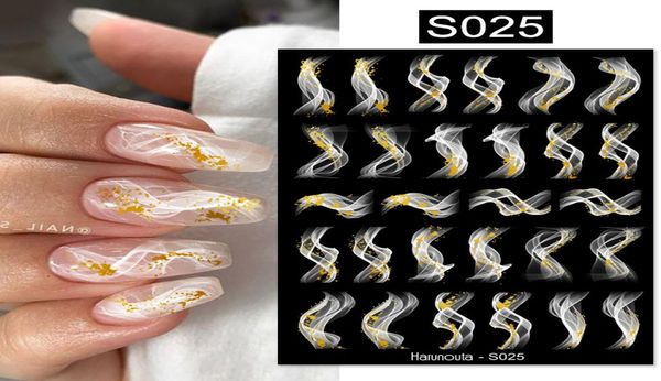 Art amp Harunouta marmer bloeiende 3D folie stickers goud bronzing blad bloem voor kunst ontwerp lente stickers manicure decoratie4053858