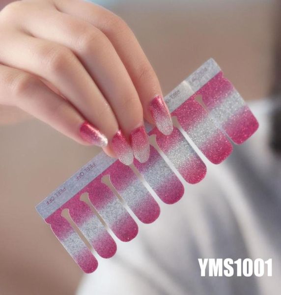 Nas001 16pcs tırnak etiketleri set karışık parıltı tozu gradyan rengi seksi kız tırnak sanat cilası çıkartma ayak ipuçları ve parmak için t1935955