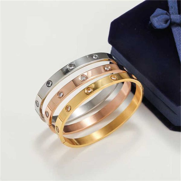 Frauen Männer Gold Armband Charm Armreif Designer Schmuck Unisex Mode Edelstahl Schnalle Keine Schraube Nagel Feiertage Saisonale 18K vergoldet Diamant Armbänder 2L1N VFDE