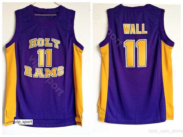 Uomini Basket John Wall 11 High School Holy Maglie Squadra Colore Viola Per Gli Appassionati Di Sport Traspirante Puro Cotone Università Alta Qualità