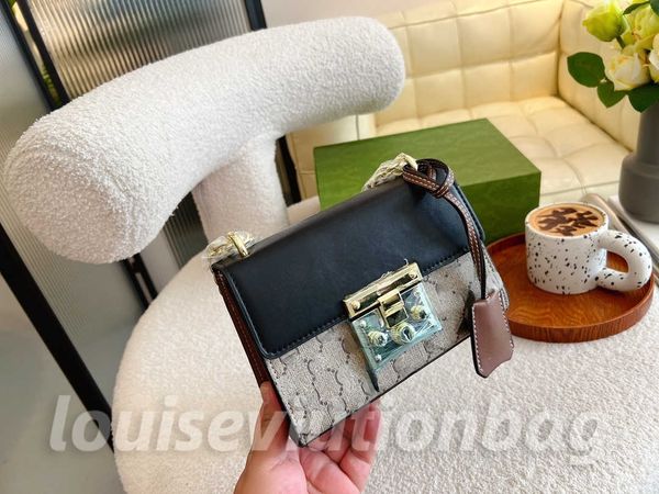 2023 novas bolsas de ombro clássico cadeia de luxo moda 2021 xadrez flor marca carteira vintage senhoras bolsa de couro marrom designer 103582 g cadeado