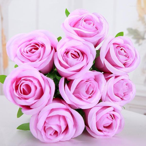 Flores decorativas de lavanda roxa Presente Real Touch Rose Decor