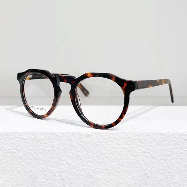 Montature per occhiali da sole Designer Montature per occhiali vintage rotonde fatte a mano in tartaruga per uomini e donne Occhiali da vista miopia in acetato ad alta densità