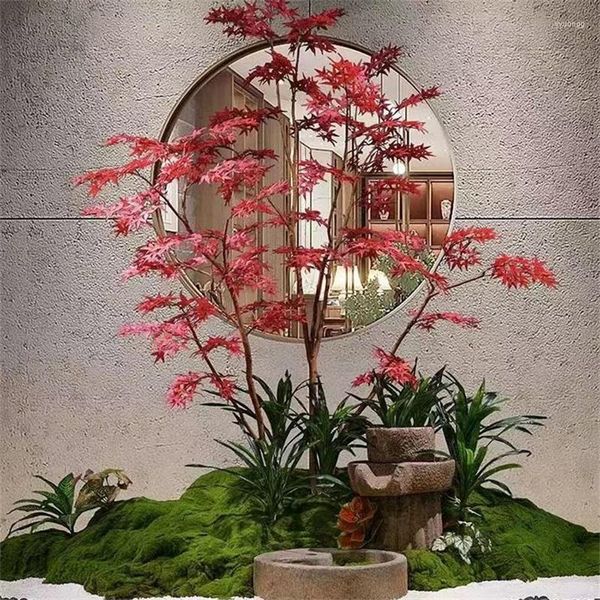 Fiori decorativi Piante verdi simulate Grandi alberi di acero rosso Mobili in stile cinese Atterraggio ad angolo Albero finto Paesaggio abbinato