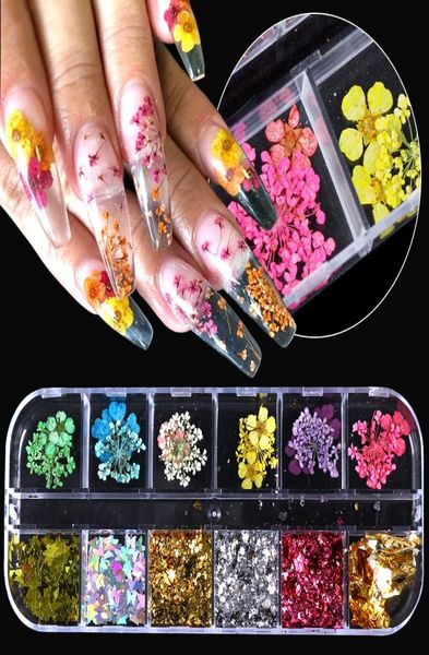 Gemischte Designs Nail Art Legierung Zubehör Trockenblumen Schmuck Strass Aufkleber für Nägel Maniküre Abziehbilder Dekorationen9126953