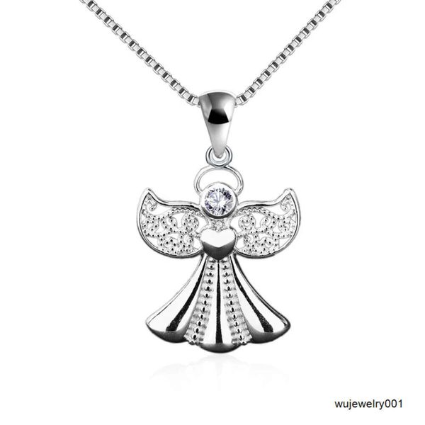 Pendenti in argento sterling 925 con amore, angelo custode, ala, cuore, per collana, gioielli, ciondoli con zirconi per ragazze e donne