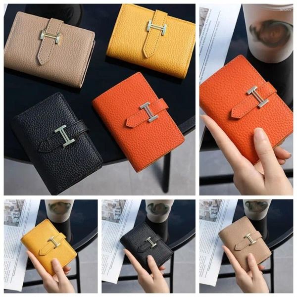 Porta carte Stile coreano Borsa modello Lichee Pochette tascabile Portamonete multi-card in pelle PU Donna