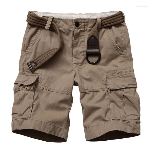 Shorts masculinos homens verão de alta qualidade tático algodão carga multi-bolso casual moda camuflagem esportes curto 28-40