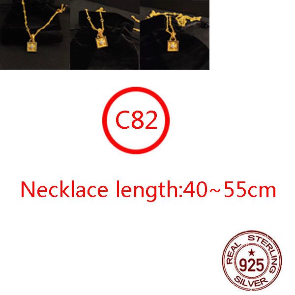 C82 S925 Sterling Zilveren Ketting Gepersonaliseerde Mode Punk Hip Hop Stijl Sieraden Vergulde Ketting met Diamond Cross Flower Letter