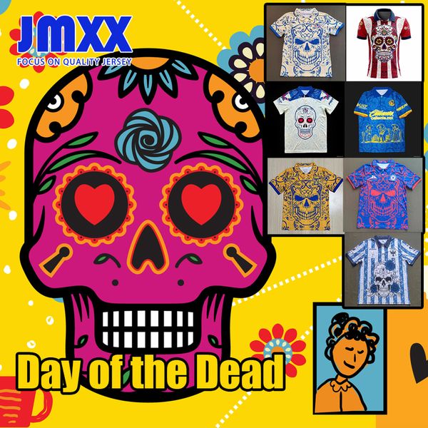 JMXX 23-24 Tag der Toten Trikots Amerika Chivas Cruz Azul Tigres UANL Monterrey Herren Uniformen Trikot Mann Fußball Trikot 2023 2024 Fan Version