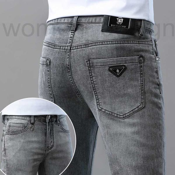 Мужские джинсы дизайнерские роскошные дымчато-серые джинсы мужские весенне-летние тонкие модные бренды в европейском стиле облегающие брюки Slim-fit для молодежного отдыха LETZ