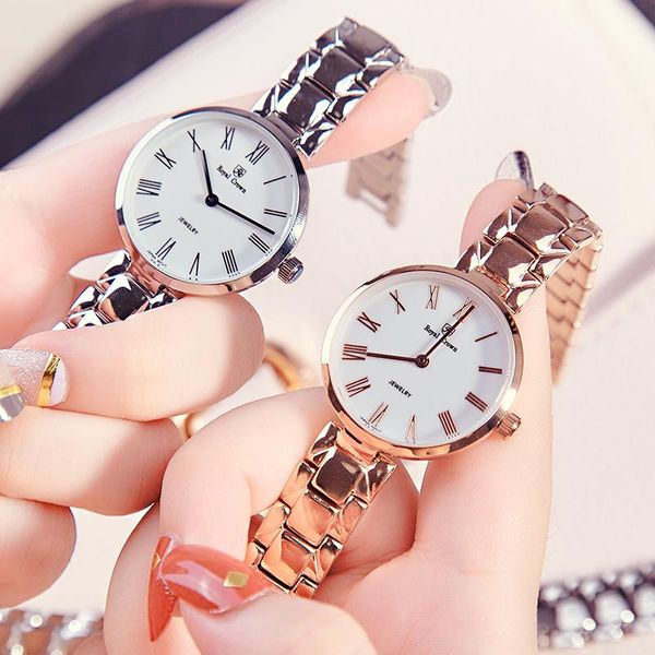 Relógios de pulso Royal Crown Classic Women's Watch Japan Mov't Horas Elegantes Simples Moda Antelandless Sone Aço Caixa de Presente da Garota