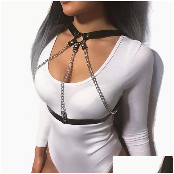 Outros acessórios de moda cintos arnês bondage para mulheres suspensórios peito cinto de corrente de metal borla liga lingerie punk styl dhgarden dho8m