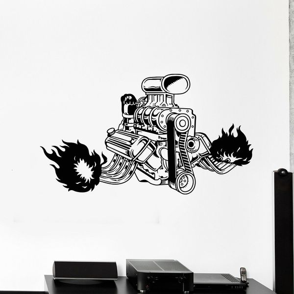 Muurstickers Moderne Wanddecoratie Motorreparatieservice Mechanische Garage Decoratie Vinyl Muurtattoo Cool Boy Kamer Kunst Muurschildering Decoratie Z316 230403