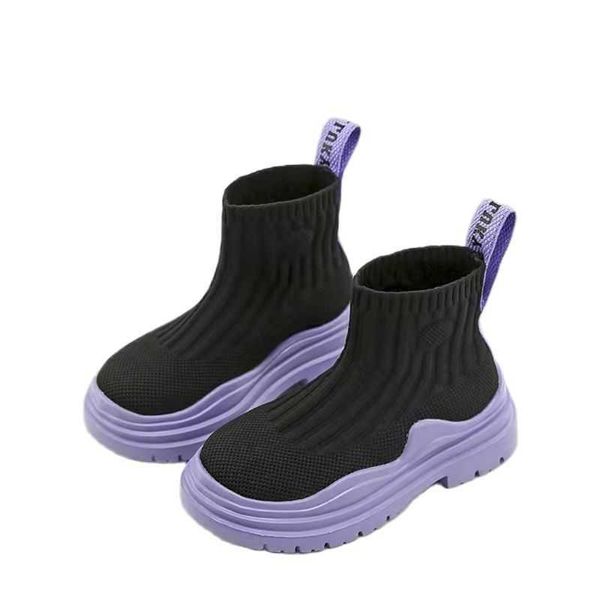 Athletic Outdoor Summer Kids High Top Knitting Sock Shoes for Boys Girls Bambini Calzini traspiranti Stivali Flats Scarpe leggere Stivaletti W0329